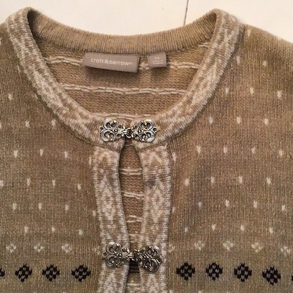 CROFT & BARROW VINTAGE TAN COLOR CHRISTMAS CARDIGAN SZ XL - Picture 6 of 10
